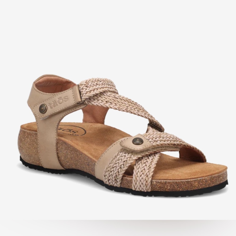 Taos Trulie Asymmetric Woven Sandals In Stone